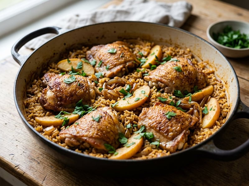 Spanish Cider Chicken Rice Pot | Arroz con Pollo a la Sidra