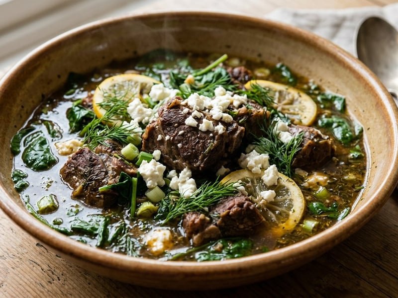 Arni me Spanaki | Greek Lamb and Spinach Stew