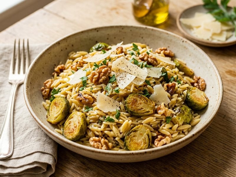 Italian Orzo Salad | With Brussels Sprouts & Pecorino