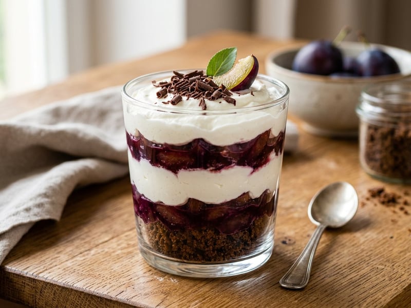 Westphalian Quark Dessert with Plums | Creamy & Crunchy