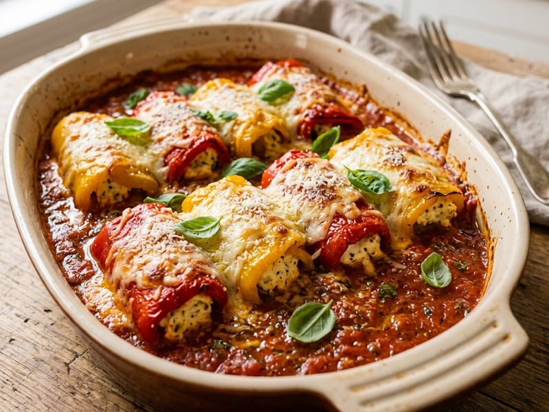 Involtini di Peperoni al Forno | Mediterranean Bell Pepper Rolls with Ricotta
