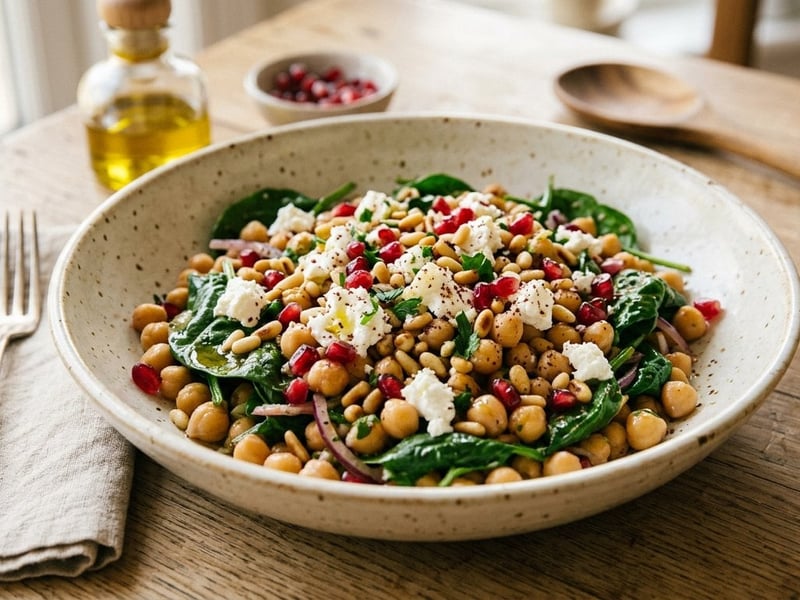 Turkish Chickpea and Spinach Salad | Nohutlu Ispanak