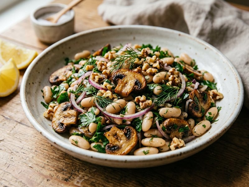 Turkish Bean & Mushroom Salad | Warm & Autumnal