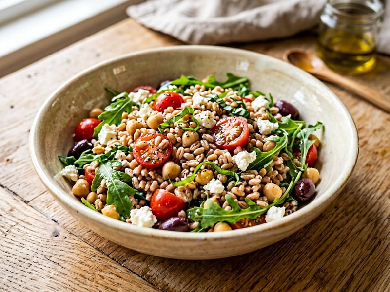 Italian Farro Salad with Chickpeas & Feta | Mediterranean Delight