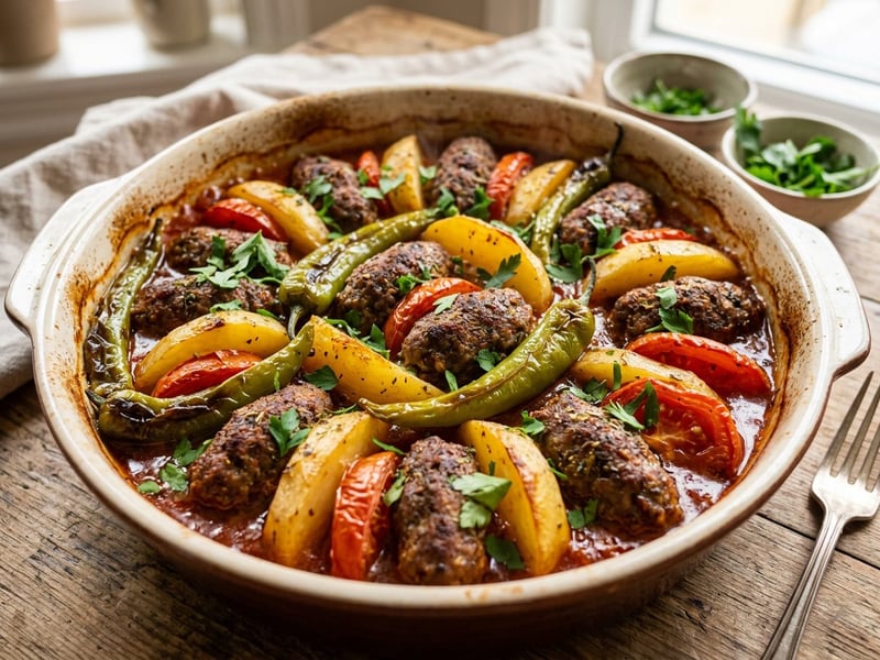 İzmir Köfte | Turkish Oven-Baked Köfte with Potatoes