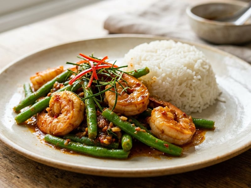 Pad Prik Khing Goong | Thai Wok Prawns with Beans