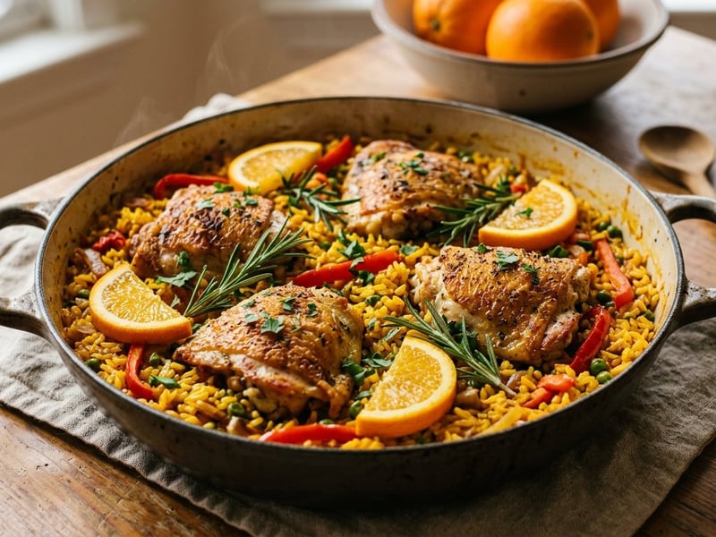 Spanish Orange Chicken Rice Pot | Arroz con Pollo a la Naranja