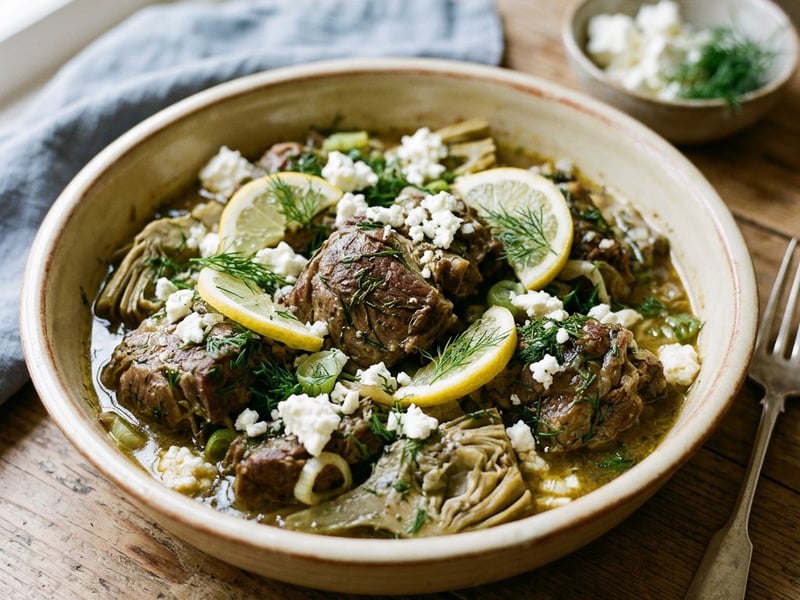 Greek Lamb with Artichokes | Tenderly Braised