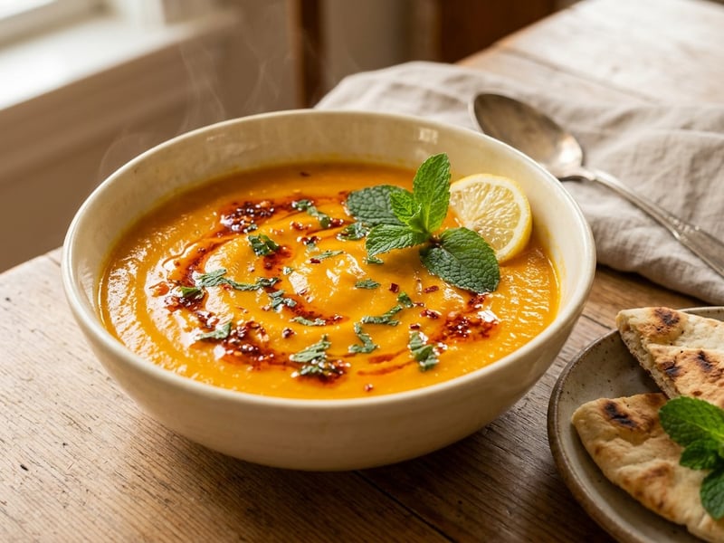 Tatlı Patates Çorbası | Turkish Sweet Potato Soup with Mint-Chili Butter