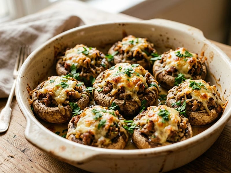 Stuffed Mushrooms with Minced Meat | Quick & Savoury