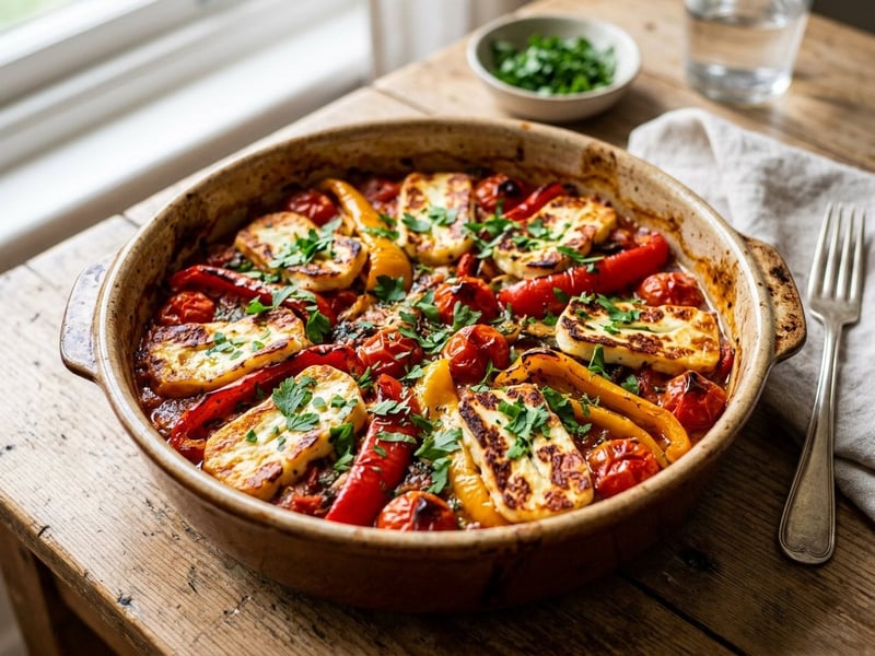 Cypriot Bell Pepper & Halloumi Bake | Fırında Biberli Hellim