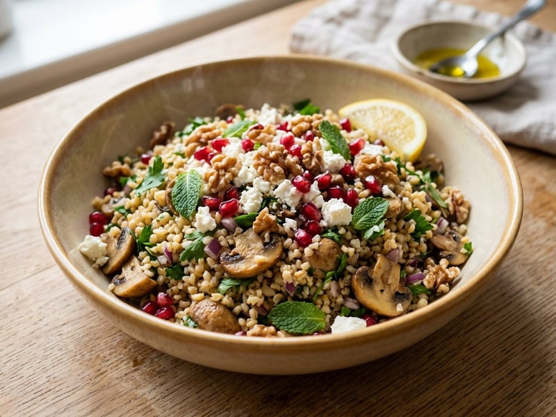 Mantarlı Bulgur | Warm Turkish Mushroom Bulgur Salad