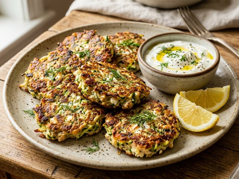 Griechische Hähnchen-Zucchini-Puffer | Knusprig & Schnell