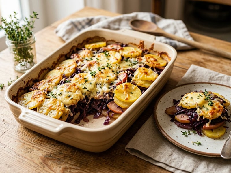 Kartoffel-Rotkohl-Auflauf | Deftig & Goldbraun überbacken