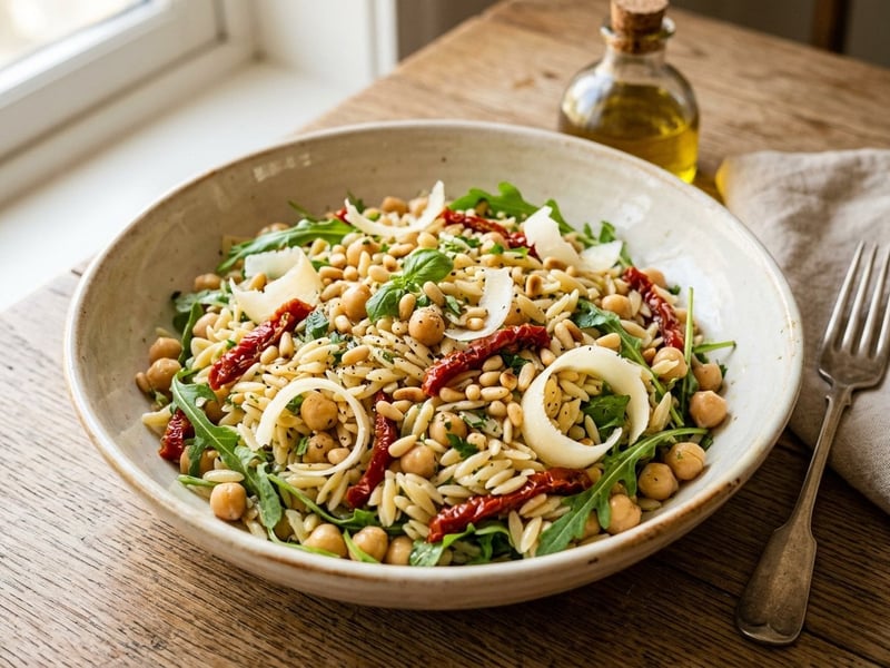 Italienischer Orzo-Salat mit Kichererbsen & Rucola