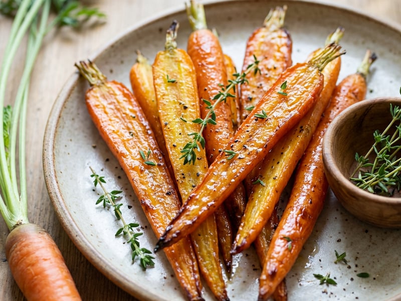 Oven-baked Heirloom Carrots with Honey and Thyme