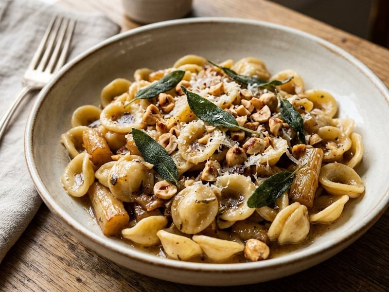 Orecchiette mit geschmorten Schwarzwurzeln & Salbeibutter