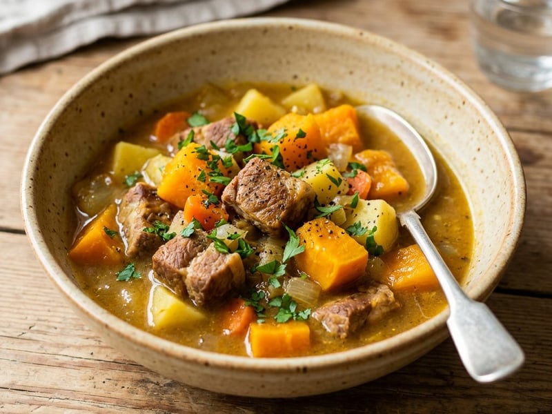 Kürbiseintopf mit Schweinenacken | Wärmender Herbstgenuss