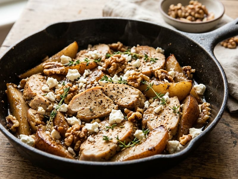 Griechische Putenpfanne mit Birnen & Walnüssen | In 20 Min.