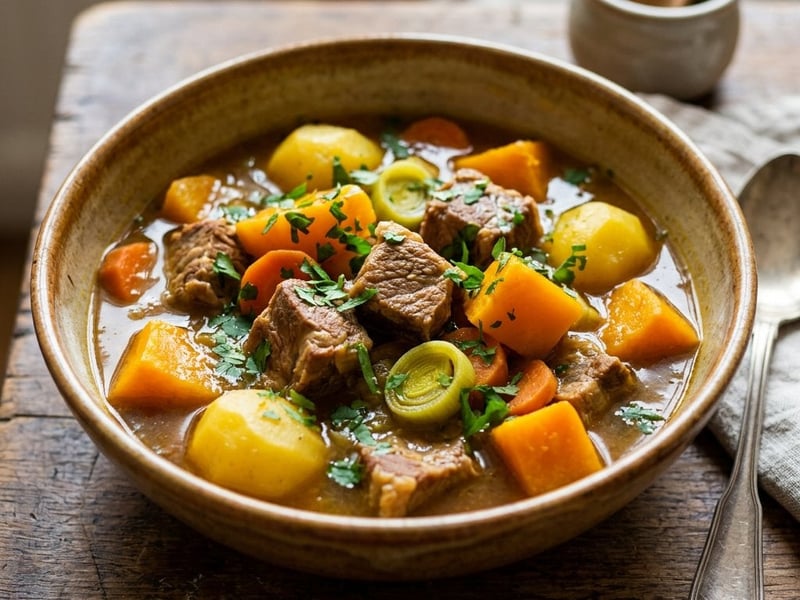Kürbiseintopf mit Schweinegulasch | Deftig & wärmend
