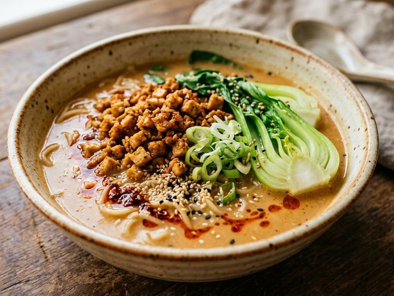Vegane Tantanmen | Cremige Ramen mit Tofu-Hack