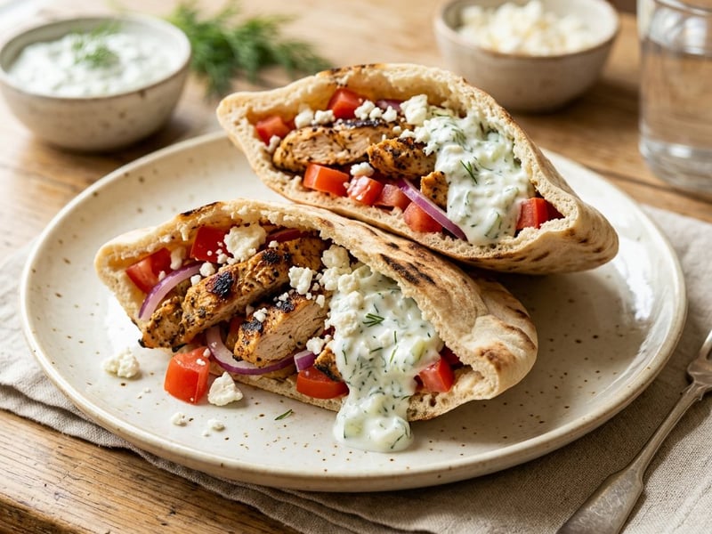 Griechische Hähnchen-Pita | In 20 Minuten gefüllt