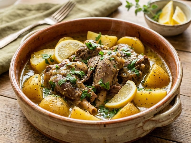 Arni Lemonato | Tender Braised Lemon Lamb Stew