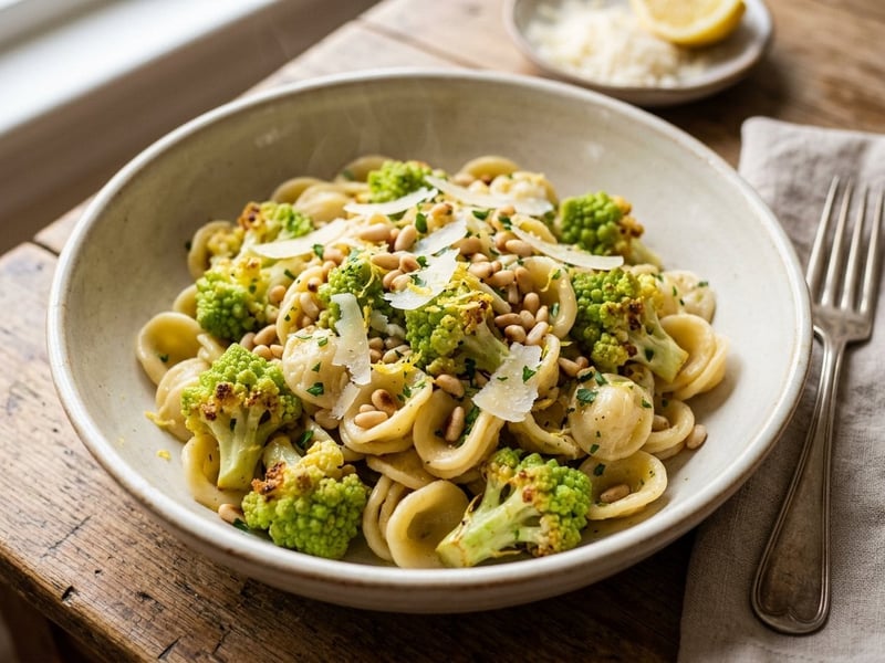 Orecchiette mit geröstetem Romanesco | Feine Herbst-Pasta