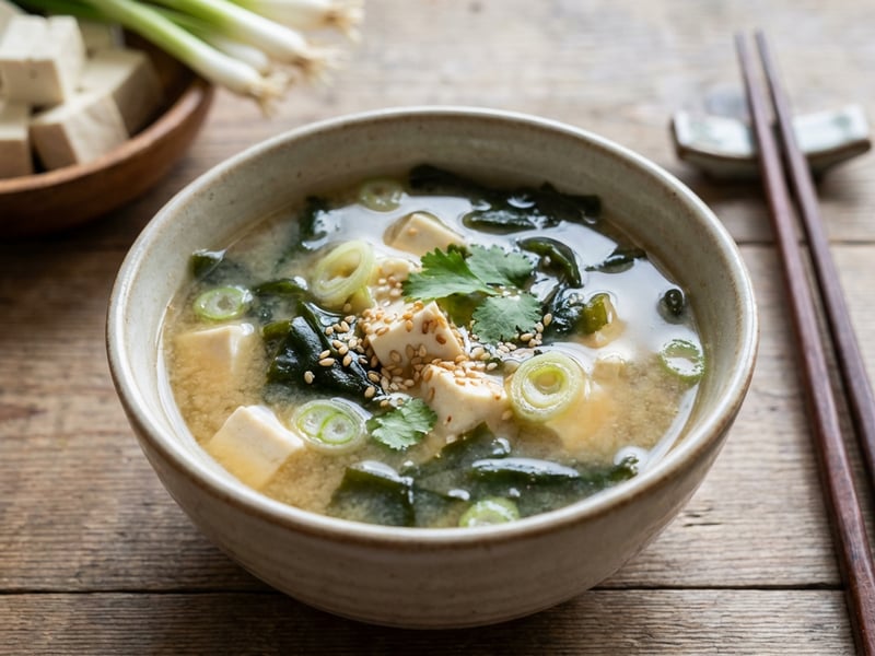 Miso Wakame Soup with Tofu