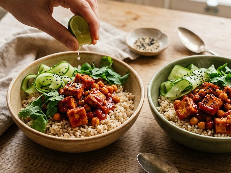 Bang Bang Bowls | Knuspriger Tofu mit Gurkensalat