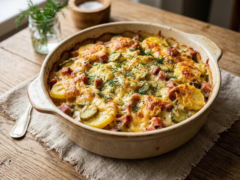 Spreewälder Kartoffel-Gurken-Auflauf | Deftig überbacken