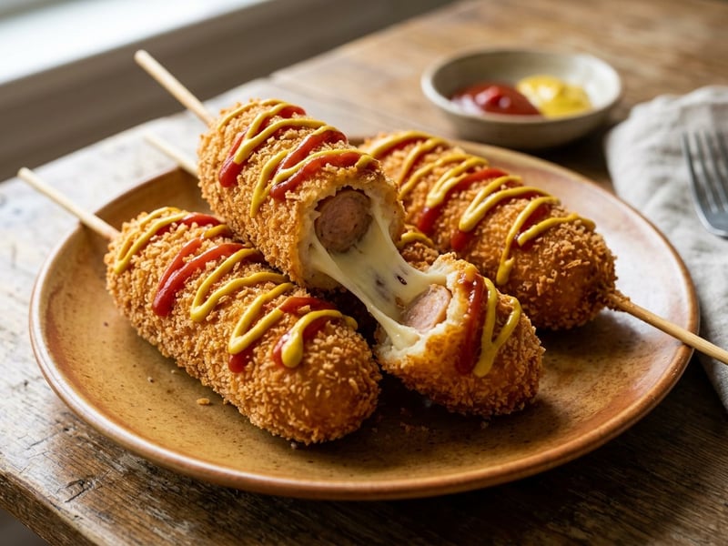Koreanischer Chicken Mozzarella Corn Dog | Knusprig & käsig