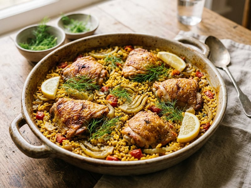 Spanischer Hähnchen-Fenchel-Reistopf | Arroz con Pollo e Hinojo