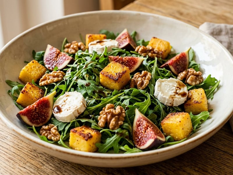 Italienischer Salat mit knuspriger Polenta | Feigen & Ziegenkäse