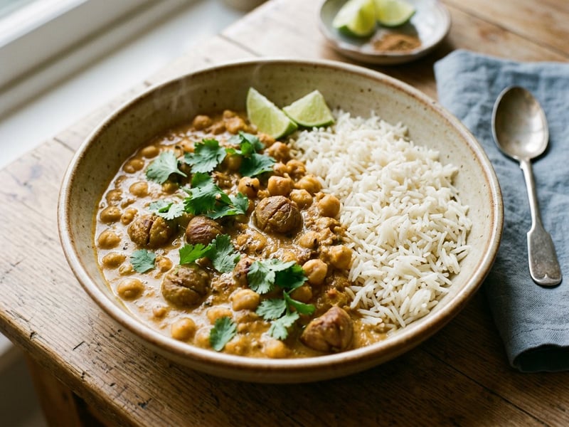 Indisches Maronen-Kichererbsen-Curry | Cremig & herbstlich