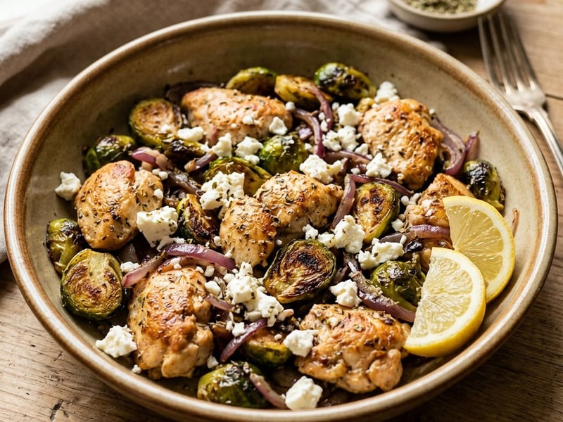 Griechische Hähnchen-Rosenkohl-Pfanne | In 25 Minuten