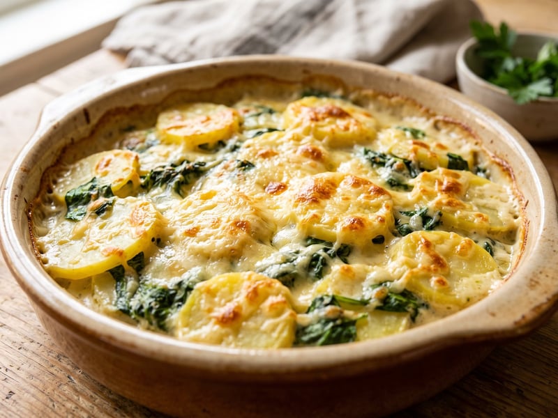 Potato and Spinach Casserole | Hearty Bake with Mountain Cheese