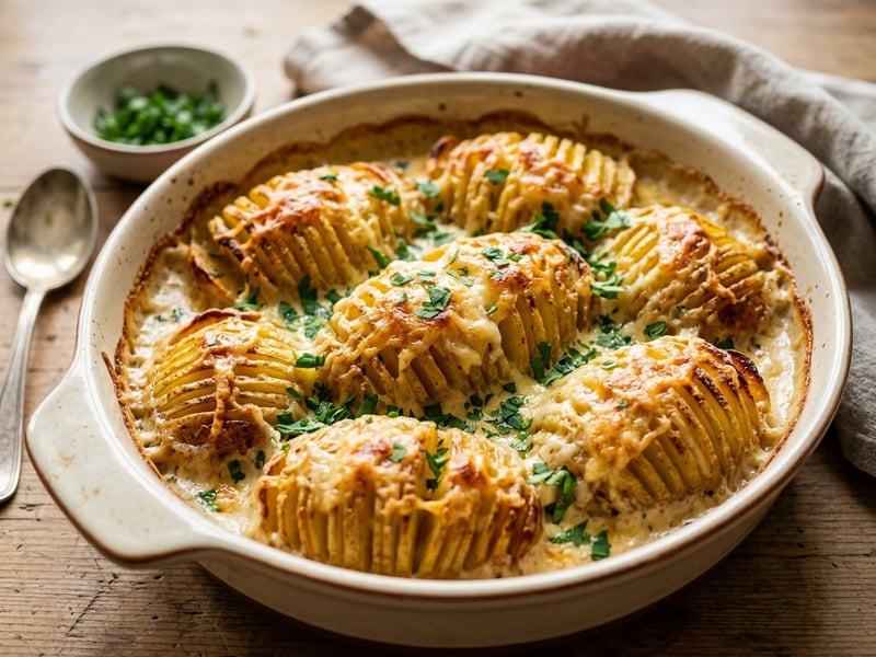Fächerkartoffel-Auflauf mit Bergkäse