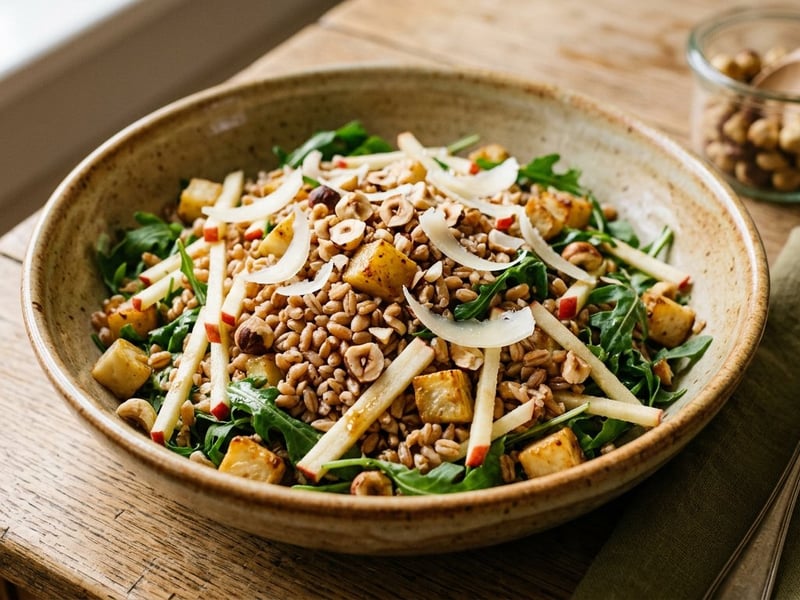 Toskanischer Farro-Salat mit geröstetem Knollensellerie, Apfel & Pecorino