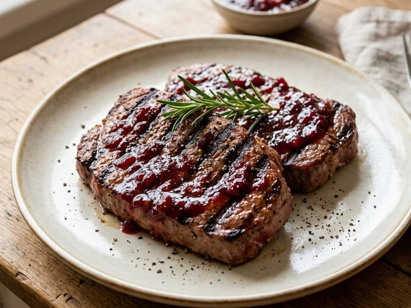 Gegrillte Wildschweinsteaks mit Preiselbeer-BBQ-Glasur | Zart & Rauchig