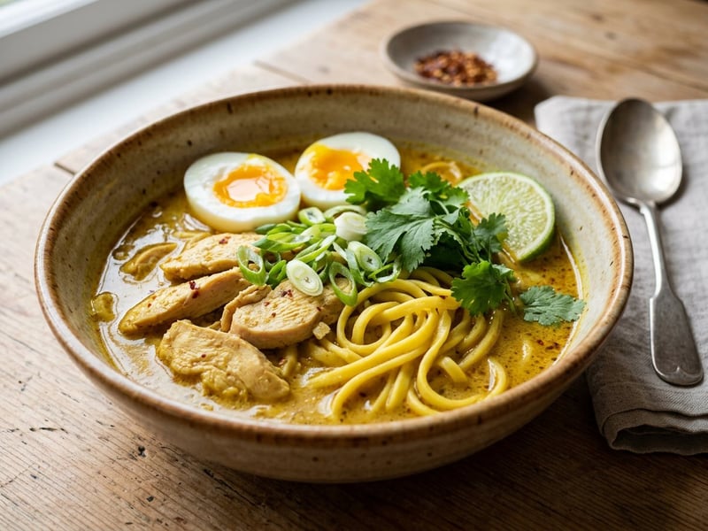 Ohn No Khao Swè | Burmesische Kokos-Hähnchensuppe