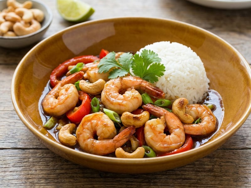 Goong Pad Med Mamuang | Knackige Thai-Wok-Garnelen