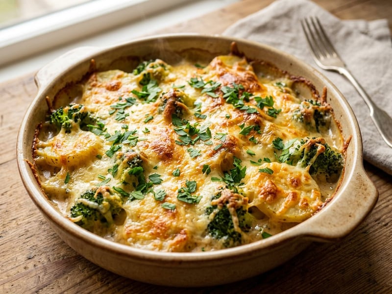 Kartoffel-Brokkoli-Auflauf mit Bergkäse