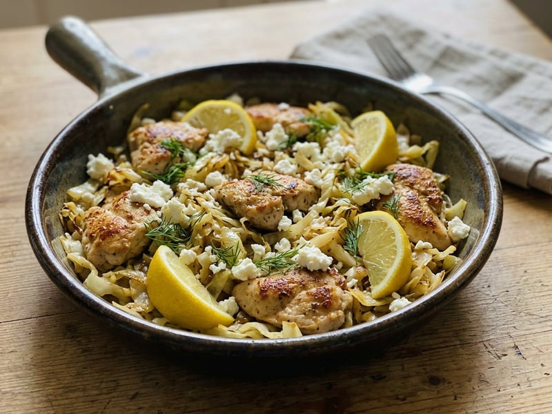 Griechische Hähnchen-Spitzkohl-Pfanne | In 20 Minuten