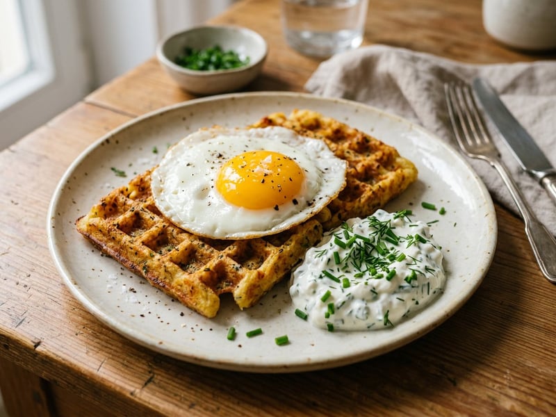 Kartoffelwaffeln mit Spiegelei & Schnittlauchquark | Brunch