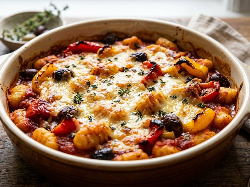 Spanischer Gnocchi-Paprika-Auflauf mit Manchego