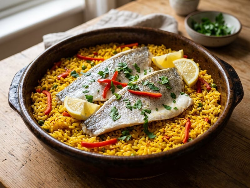 Spanischer Wolfsbarsch-Reistopf | Arroz con Lubina