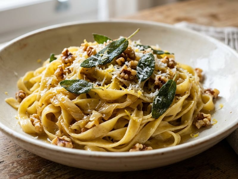 Tagliatelle with Braised White Cabbage & Sage Butter | Fine Autumn Pasta