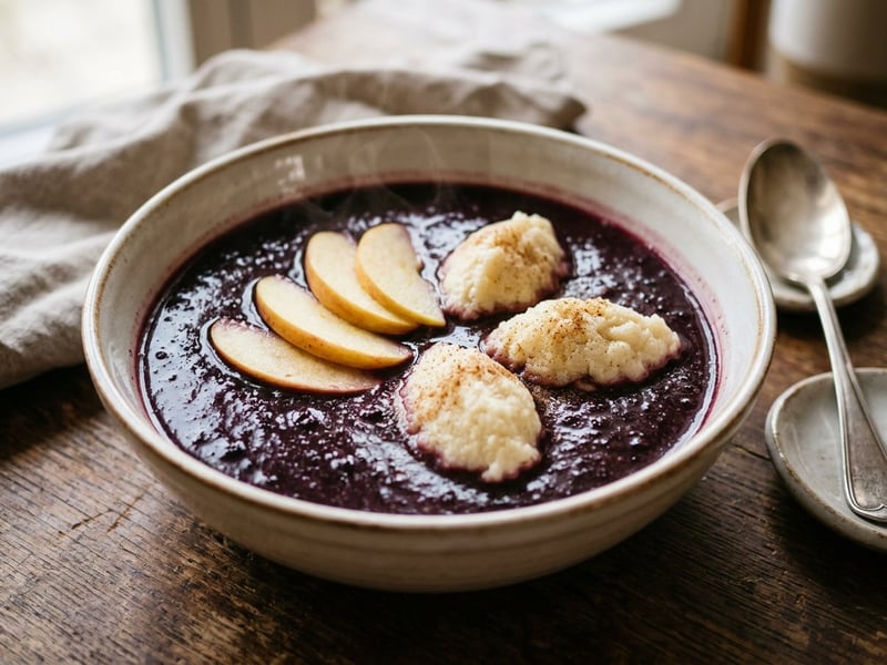 Classic Elderberry Soup with Semolina Dumplings