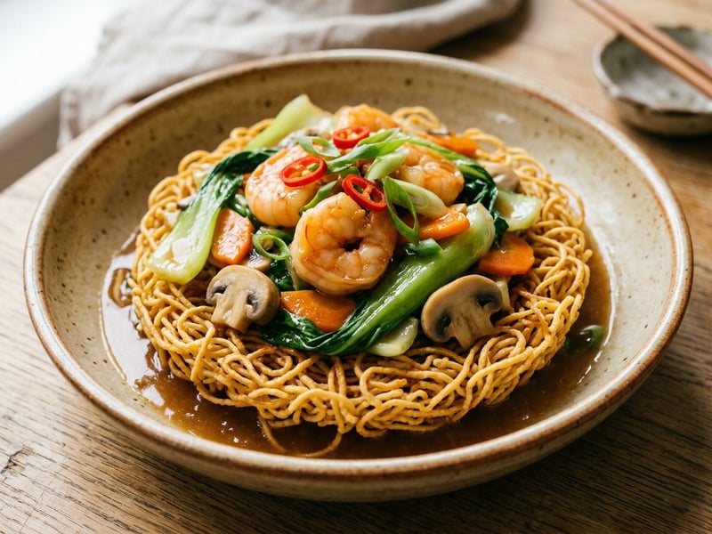Mì Xào Giòn mit Garnelen | Knusprige vietnamesische Wok-Nudeln